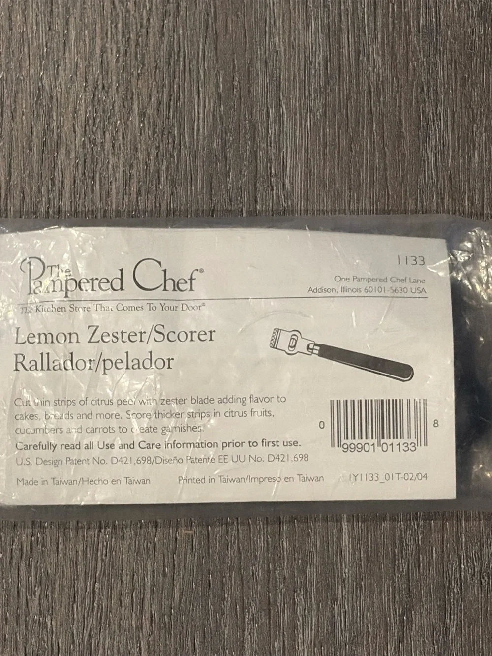 Pampered Chef Lemon CITRUS Vegetable Zester/Scorer #1133 New Sealed Package